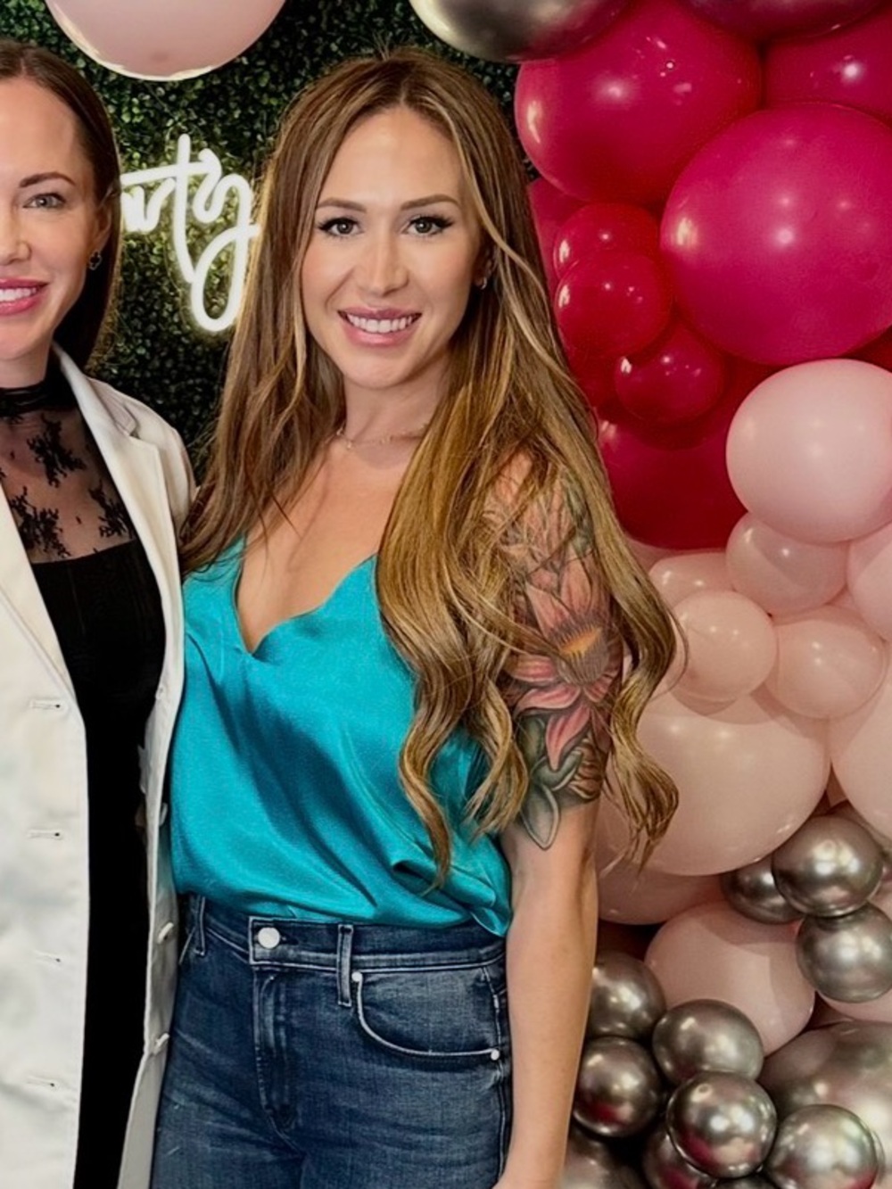Teal Satin V-Neck Tank Top